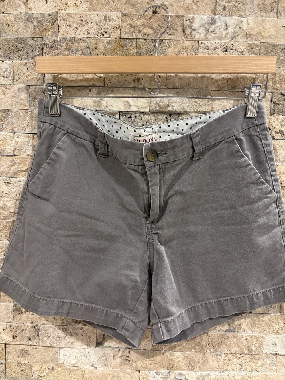 Merona Womens 4 Gray Cotton Chino Shorts Mid Rise Casual Target